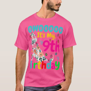 Floral Howling Watercolor Wolf 9Th Years Old Wolve T-Shirt
