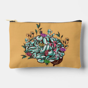 Floral Human Brain Mental Health Awareness  Accessory Pouch