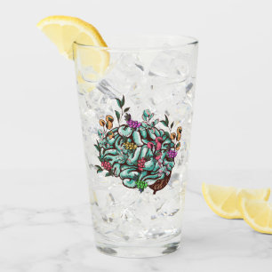 Floral Human Brain Mental Health Awareness Glass
