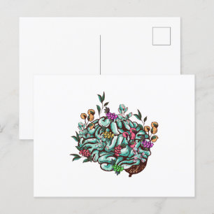 Floral Human Brain Mental Health Awareness Postcard