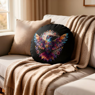 Floral Hummingbird Pillow Colourful Boho Decor