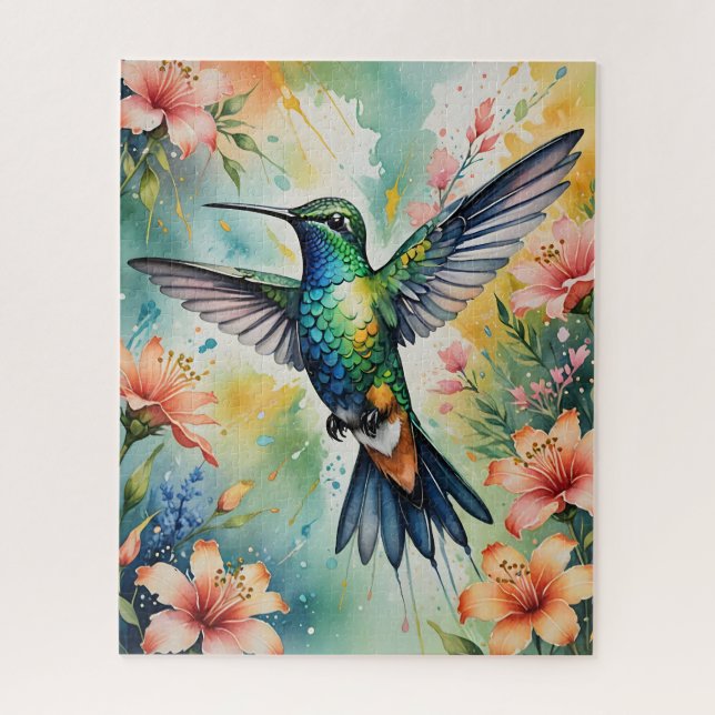 floral hummingbird puzzle (Vertical)