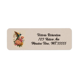 Floral Hummingbird Return Address Label