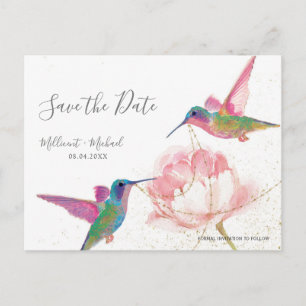 Floral Hummingbird Save the Date Postcard
