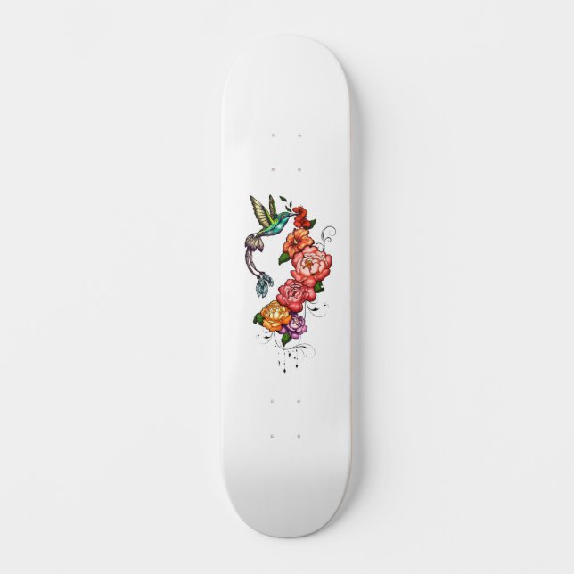Floral Hummingbird Skateboard (Front)