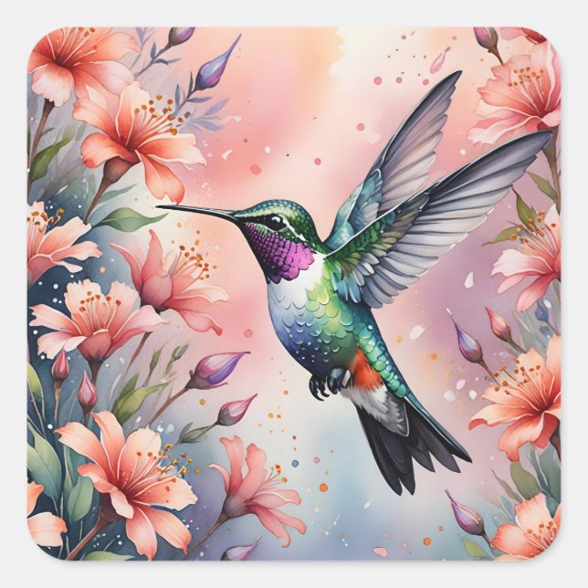 floral hummingbird stickers (Front)