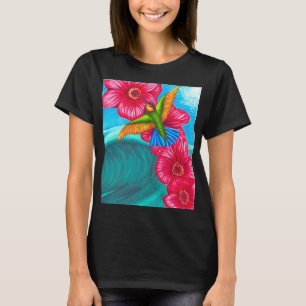 Floral Hummingbird Wave  T-Shirt