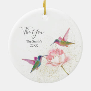 Floral Hummingbirds Wedding Favour Ornament
