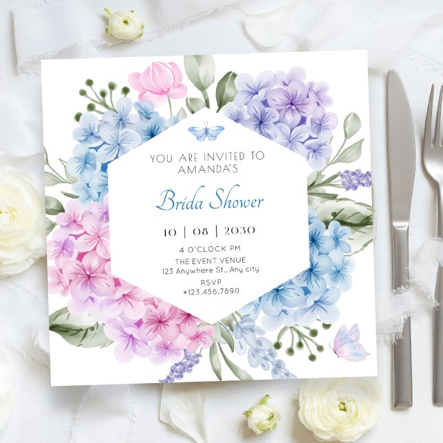 Floral hydrangea bridal shower invitation (Creator Uploaded)