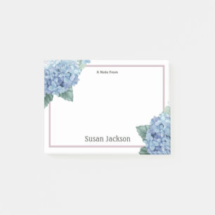 Floral Hydrangea Pink and Blue Personalised  Post-it Notes