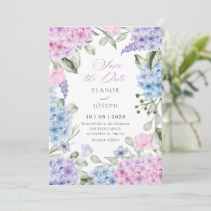 Floral hydrangea wedding save the date