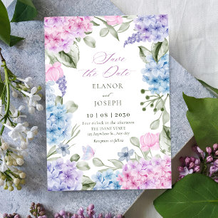Floral hydrangea wedding save the date