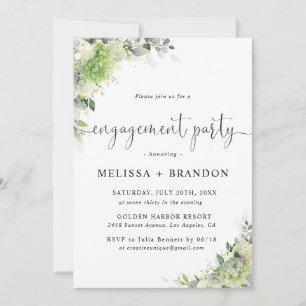 Floral Hydrangeas Engagement Party Invitation