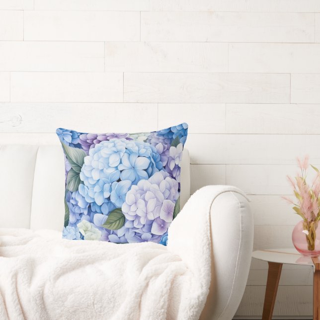 Floral Hydrangeas Throw Pillow (Couch)