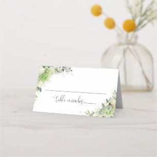 Floral Hydrangeas Wedding Folded Place Card