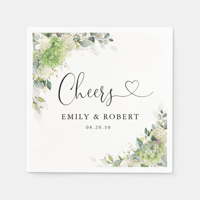 Floral Hydrangeas Wedding Napkins (Front)