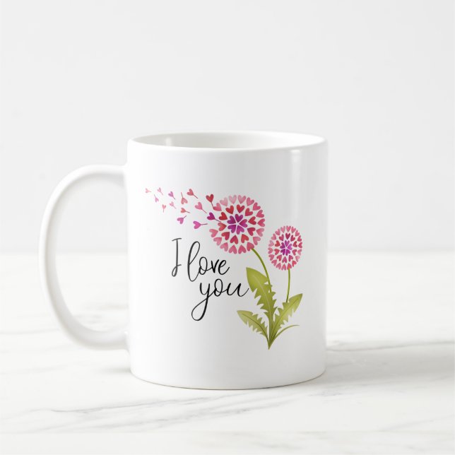 Floral I Love You Valentines Day Coffee Mug (Left)