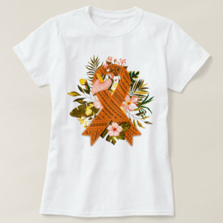 Floral I Wear Orange Ribbon For Leukaemia Warrior T-Shirt