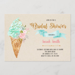 Floral ice cream bridal shower invitation