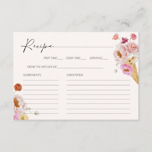 Floral Ice Cream Bridal Shower Recipe Card