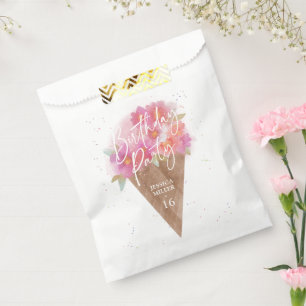 Floral Ice Cream Cone Birthday Party Favour Bags