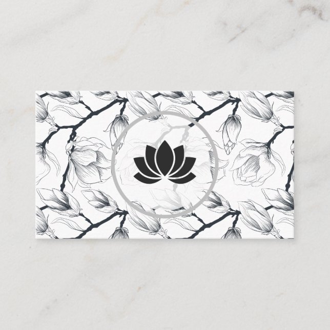 Floral Icon with Natural Flower Branches Business Card (Front)