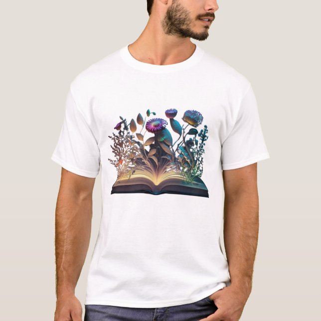 Floral Illumination: Blossoming Knowledge in Neon  T-Shirt (Front)