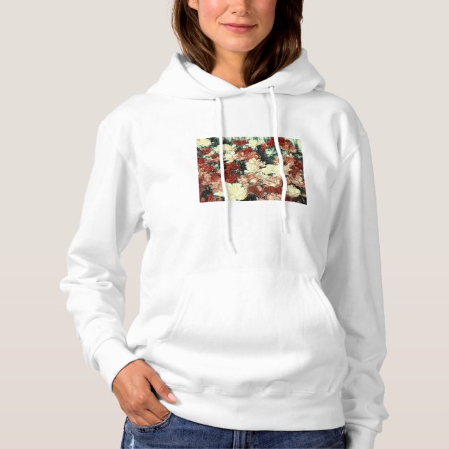 Floral Illusion Basic Hooded Sweatshirt w/ White (Front)