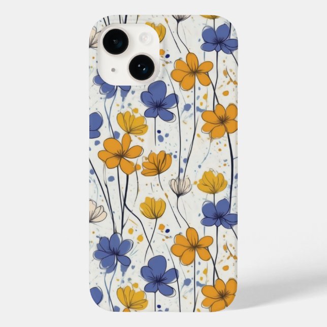 Floral illustration, abstract wildflowers, modern Case-Mate iPhone case (Back)