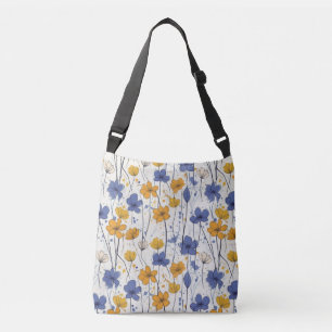 Floral illustration, abstract wildflowers, modern crossbody bag