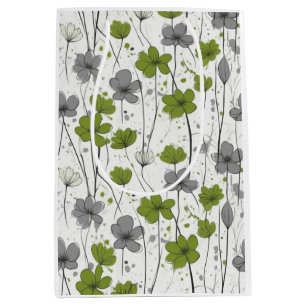 Floral illustration, abstract wildflowers, modern medium gift bag