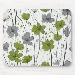 Floral illustration, abstract wildflowers, modern mouse mat