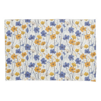 Floral illustration, abstract wildflowers, modern pillowcase