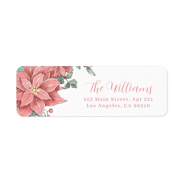 Floral Illustration Christmas Return Address (Front)