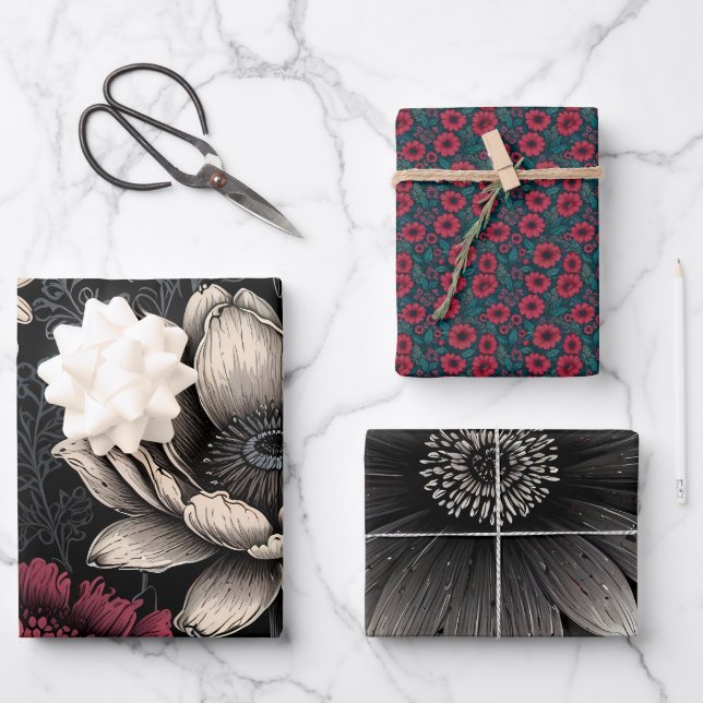 Floral Illustration flowers Wrapping Paper Sheet (Front)
