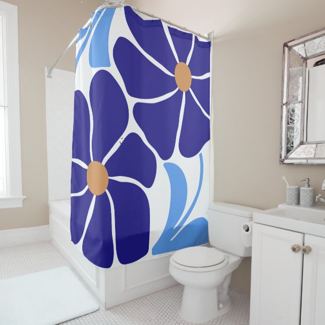 Floral Illustration Shower Curtain (In Situ)