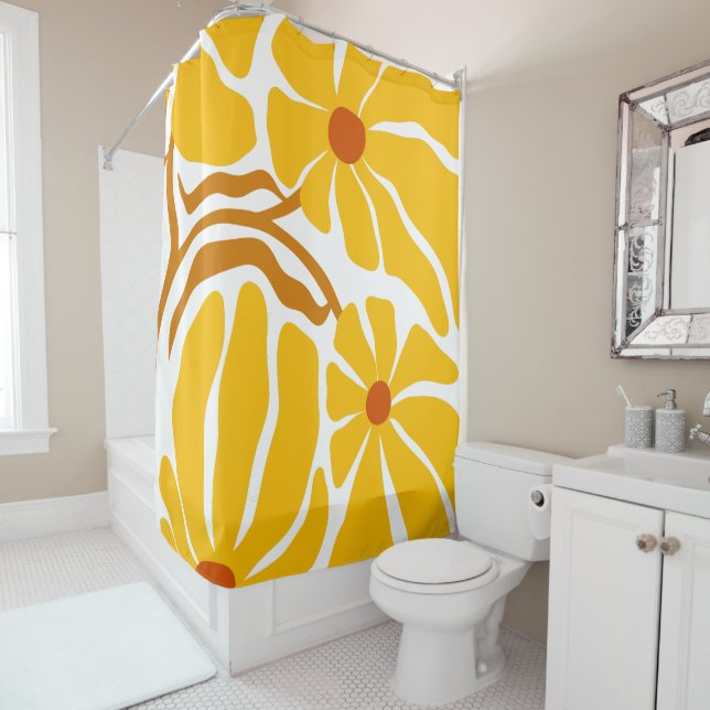 Floral Illustration Shower Curtain (In Situ)