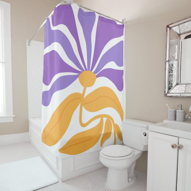 Floral Illustration Shower Curtain (In Situ)
