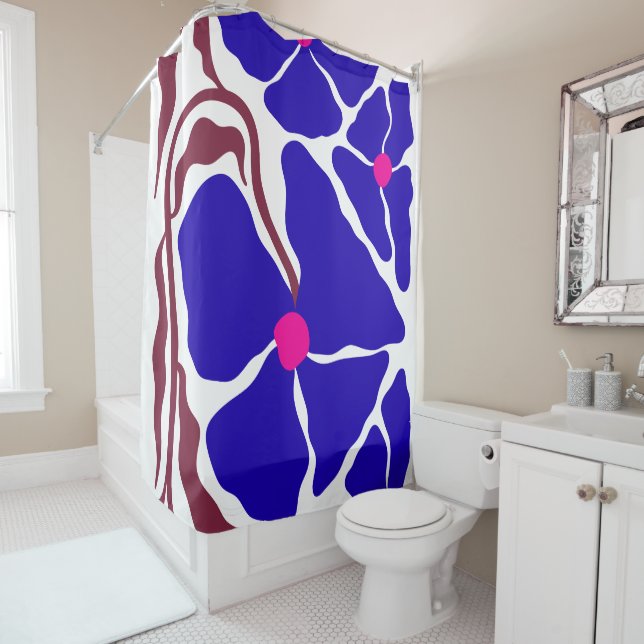 Floral Illustration Shower Curtain (In Situ)