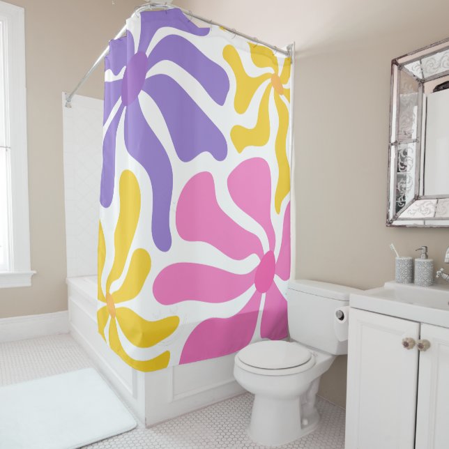 Floral Illustration Shower Curtain (In Situ)