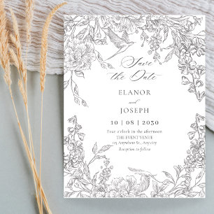 Floral illustration wedding  save the date