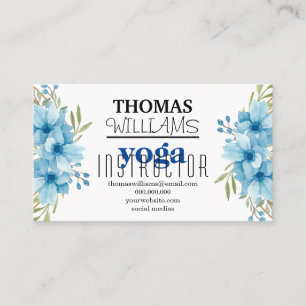 Floral illustration yoga instructor Mandala Henna Business Card