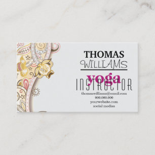 Floral illustration yoga instructor Mandala Henna Business Card