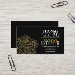 Floral illustration yoga instructor Mandala Henna Business Card