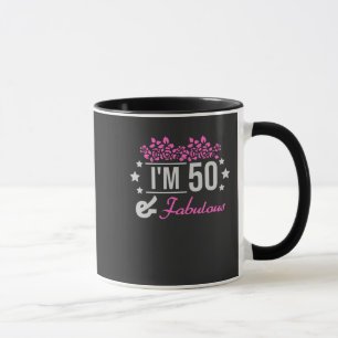 floral im 50 years old and fabulous saying mug