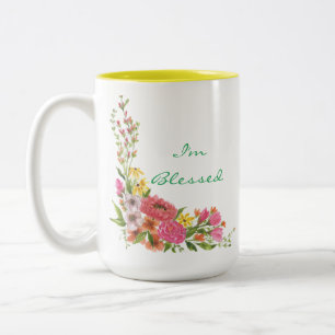 Floral "I'm Blessed" coffee mug