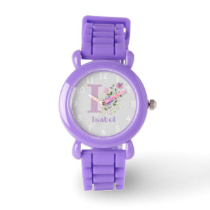 Floral Image with Numerals, Name & Initial Child's Watch