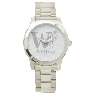 Floral Image with Numerals, Name & Initial Ladies Watch