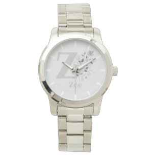 Floral Image with Numerals, Name & Initial Ladies Watch
