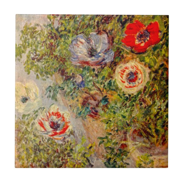 Floral Impressionist Painting - Claude Monet Tile (Front)